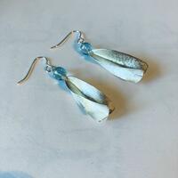 Textured twisted silver and topaz earrings.