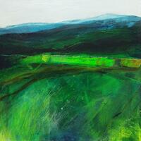 Uplands, Acrylic and collage on canvas, 35 x 35cm, £200