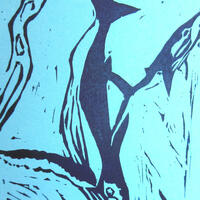 Lino Cut Print - Whale