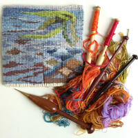 Sample of 'woven water' with 'tools of the trade' 