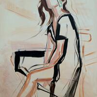 Expressive acrylic painting of female figure