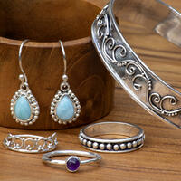 Handmade silver jewellery; earring; ring; bangle