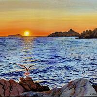 Dubrovnik Sunset acrylics