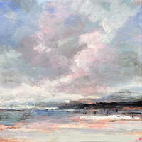 Intuitive Seascape Painting in Summer Colours by Sarah How. 