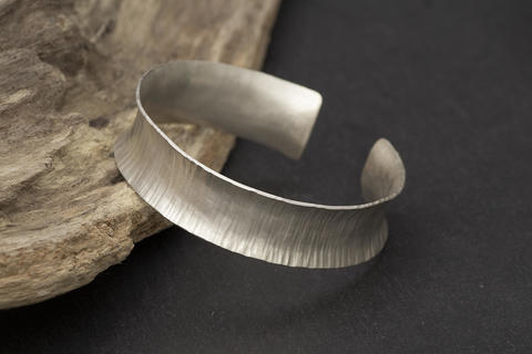 Anticlastic cuff bangle  Sterling silver cuff bangle with matt finish.  Circumference 18cm  £75