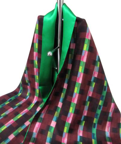 Earth Blends Silk Scarf  A digitally printed silk scarf lined with emerald green silk, one of only 3 in this design  134 x 29cm  £75