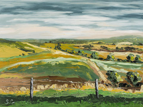 Over the Chiltern Hills	Landscape | Oil on canvas | Palette knife | Hand signed | Framed	Size: A3(16x12in)	£250
