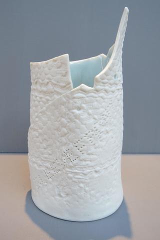 Hand built porcelain vintage sewing pattern piece