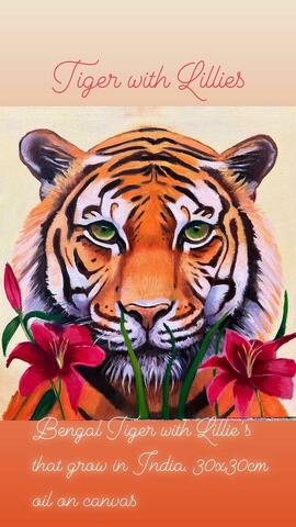 Oil painting Tiger Lillie 12inx12in