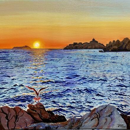 Dubrovnik Sunset acrylics