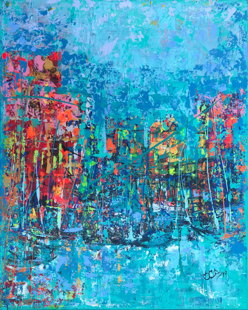 'Fishing port' Acrylic painting on a80x100cm canvas.