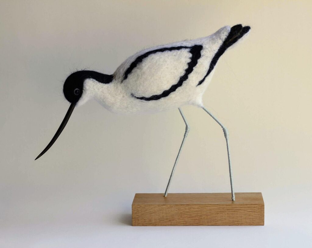 Avocet - needlefelted with Shetland and Merino wools