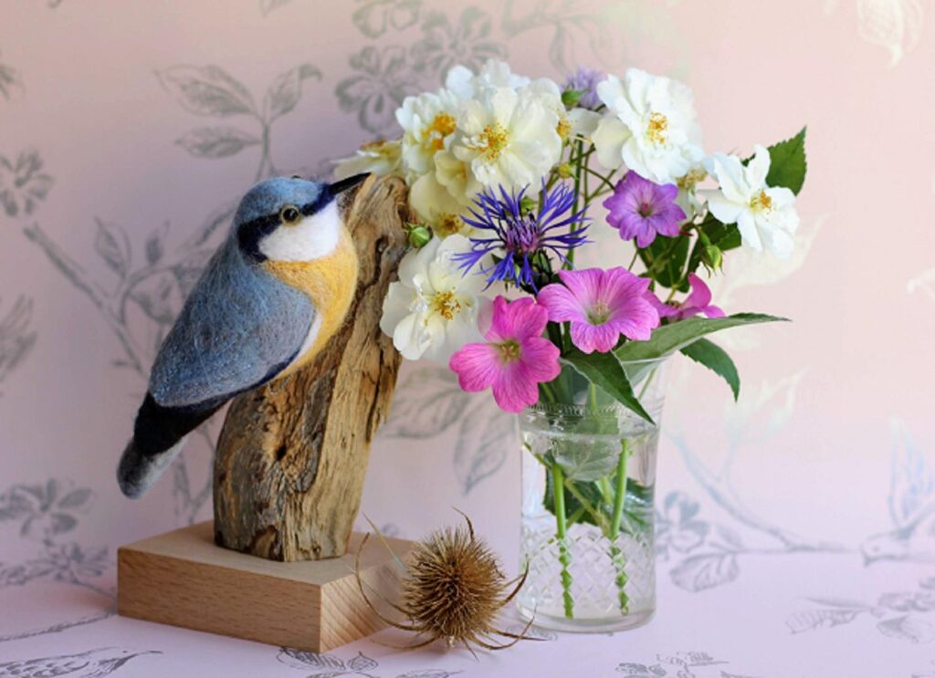 Nuthatch - needlefelted with Shetland and Merino wools