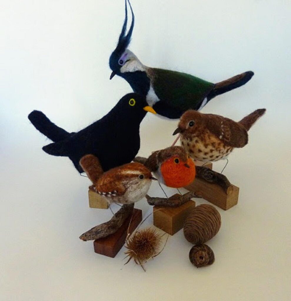 Some of my favourite birds!  Needlefelted with Ryeland, Shetland and Merino wools