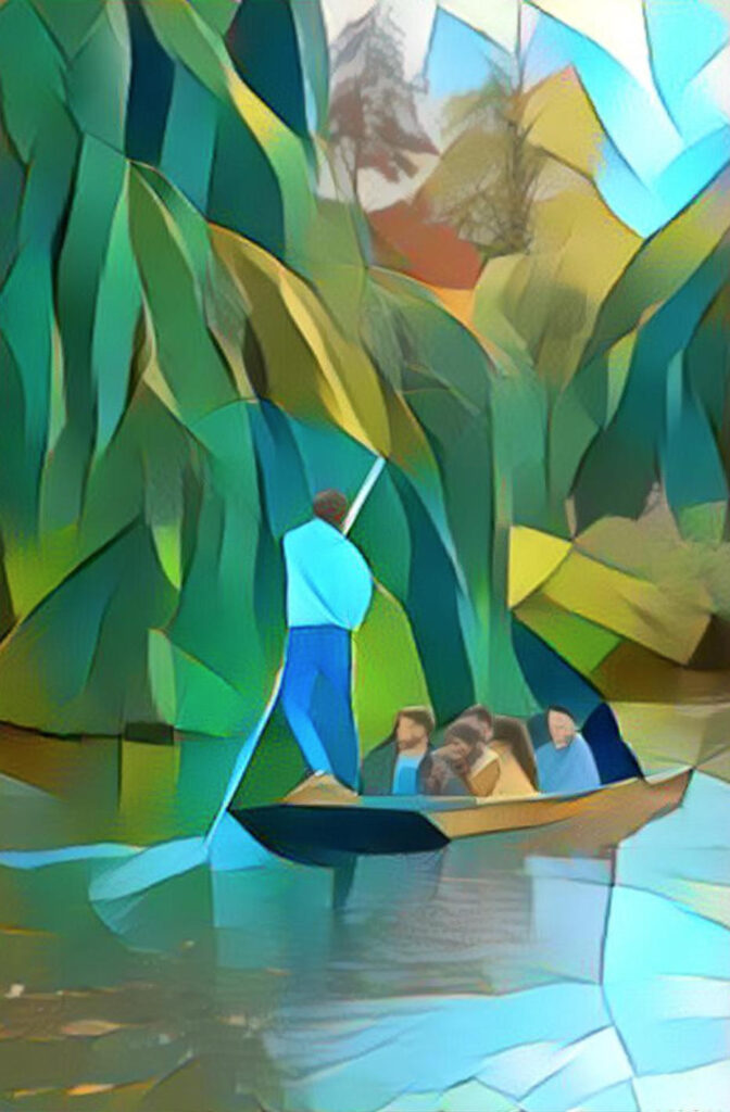 Punting on the river Cam at Cambridge