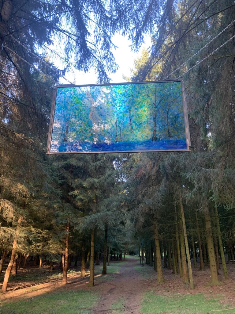 Rivers of Living Water glass painting in forest