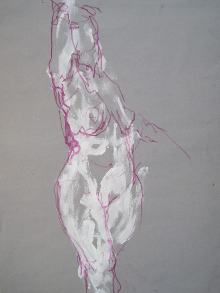 figureinwhite "Figure" Acrylic and crayon
