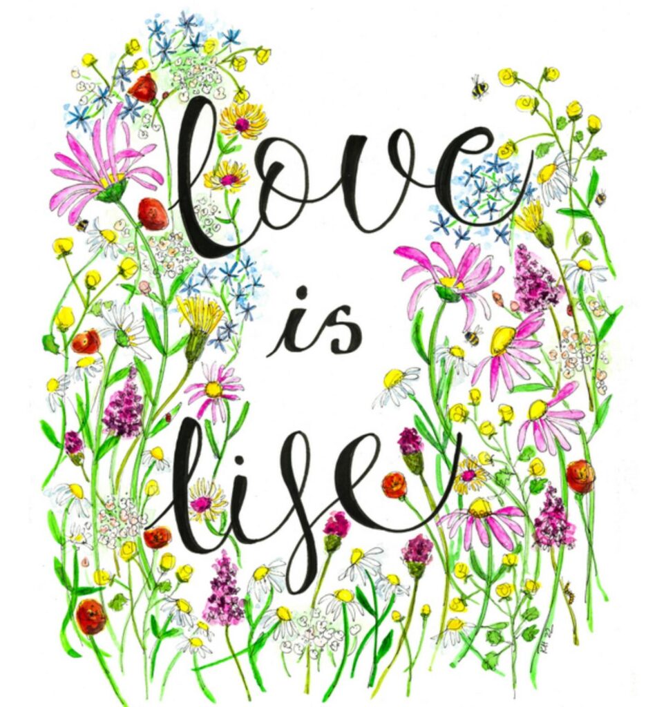 Love is life, meadow - illustration
