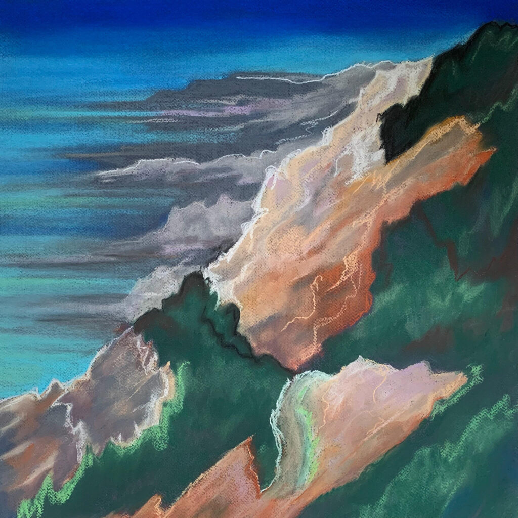 Rocky coastline II. Pastel on paper