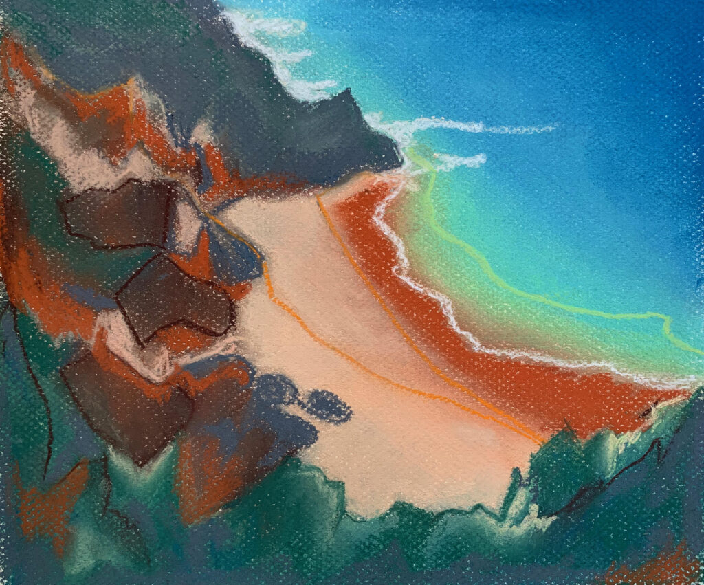 Cornish Coast. Pastel on paper.