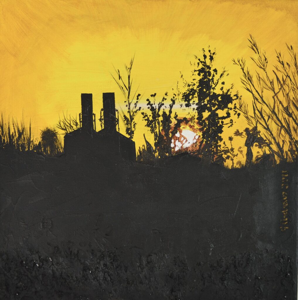 Old brickworks, Bedford. Oil Painting with Impasto