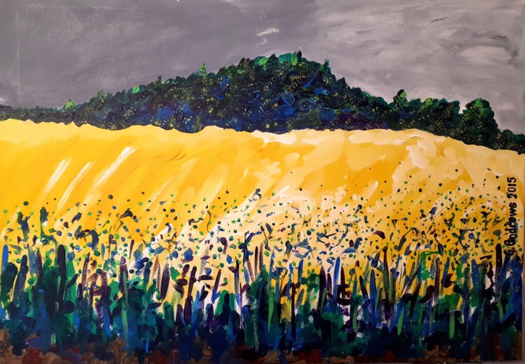 Bushmead, Luton. Fields of Gold. Acrylic