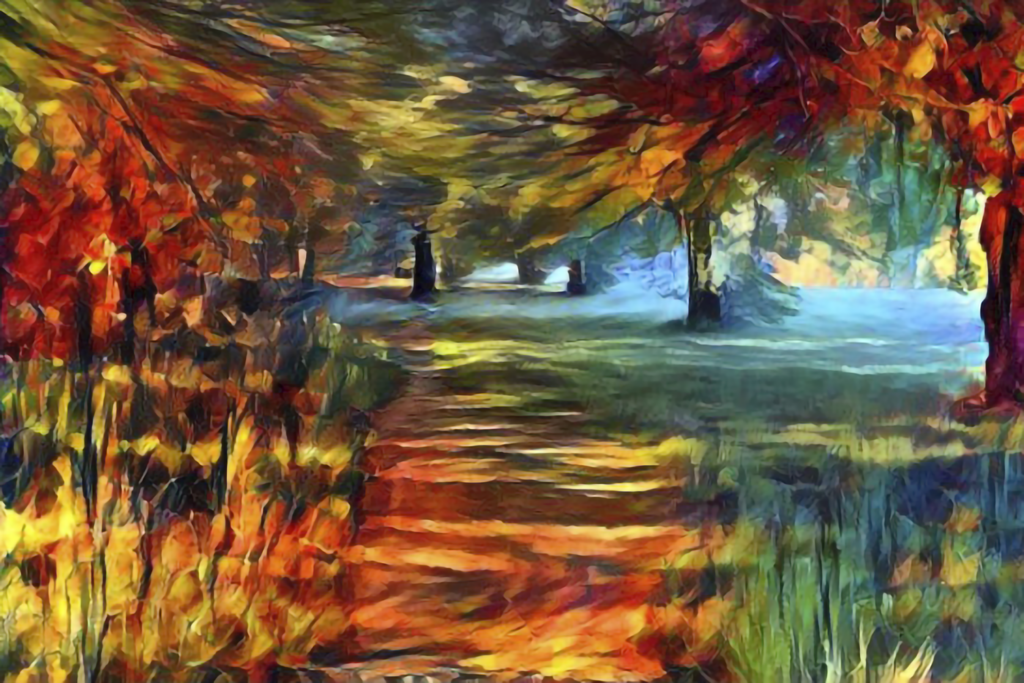 An Avenue of Trees on a Frosty Autumn Morning