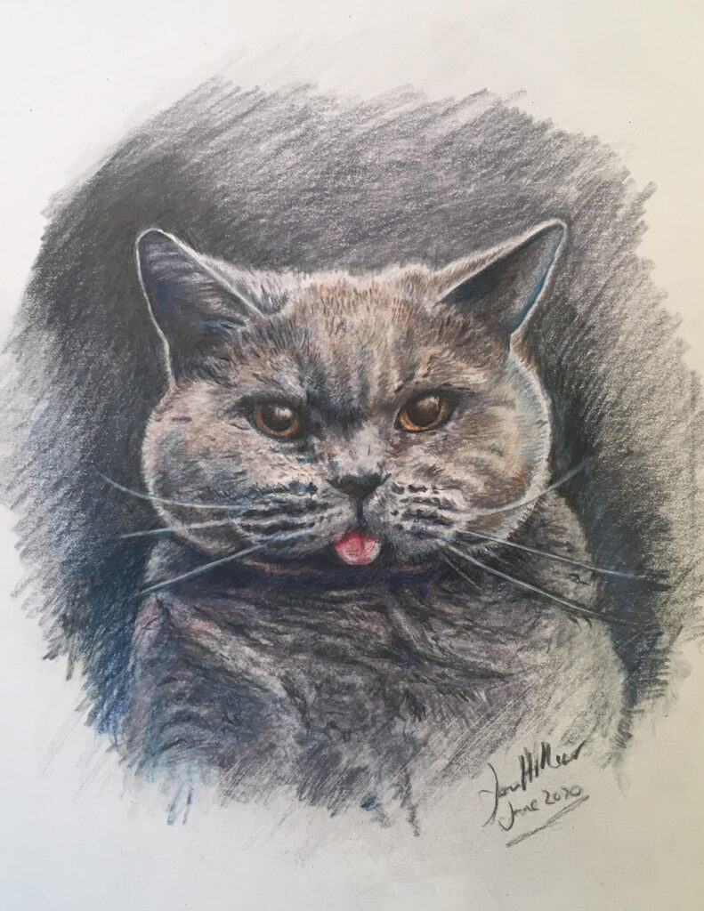 Grace with her tongue out - coloured pencil 