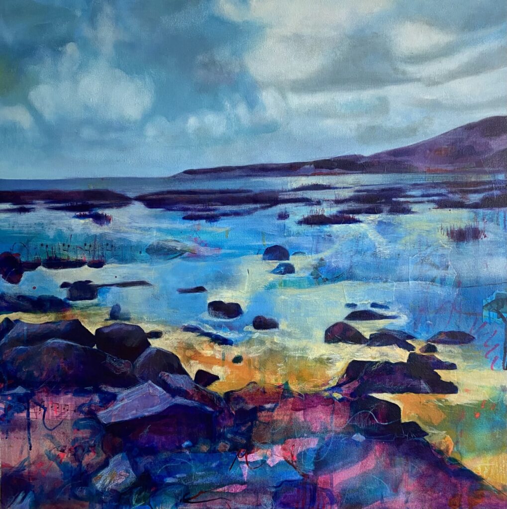 Abstract Landscape, Vibrant colour, expressive landscape, connection, freedom, wonder, mixed media, oil painting