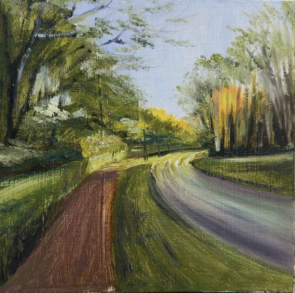 Landscape Oil Painting, Capturing light just before sunset