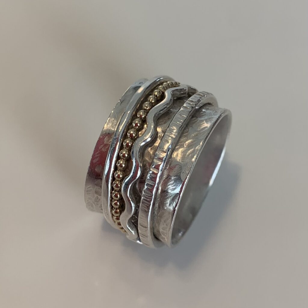 Spinner Ring, Sterling Silver and gold