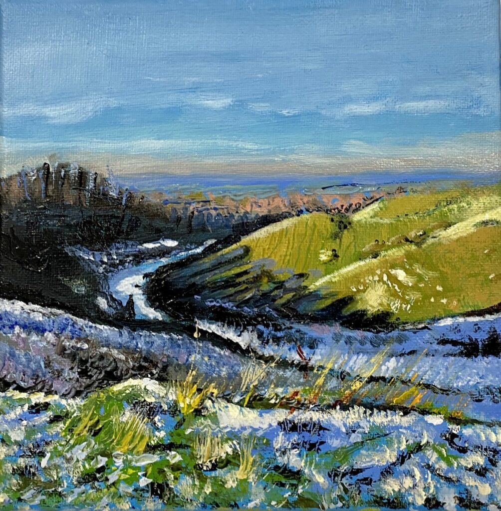 Winter landscape painting in oils