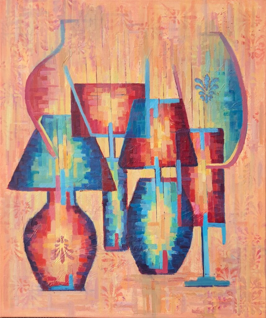 Light and Shade - An acrylic and mixed media semi-astract painting.