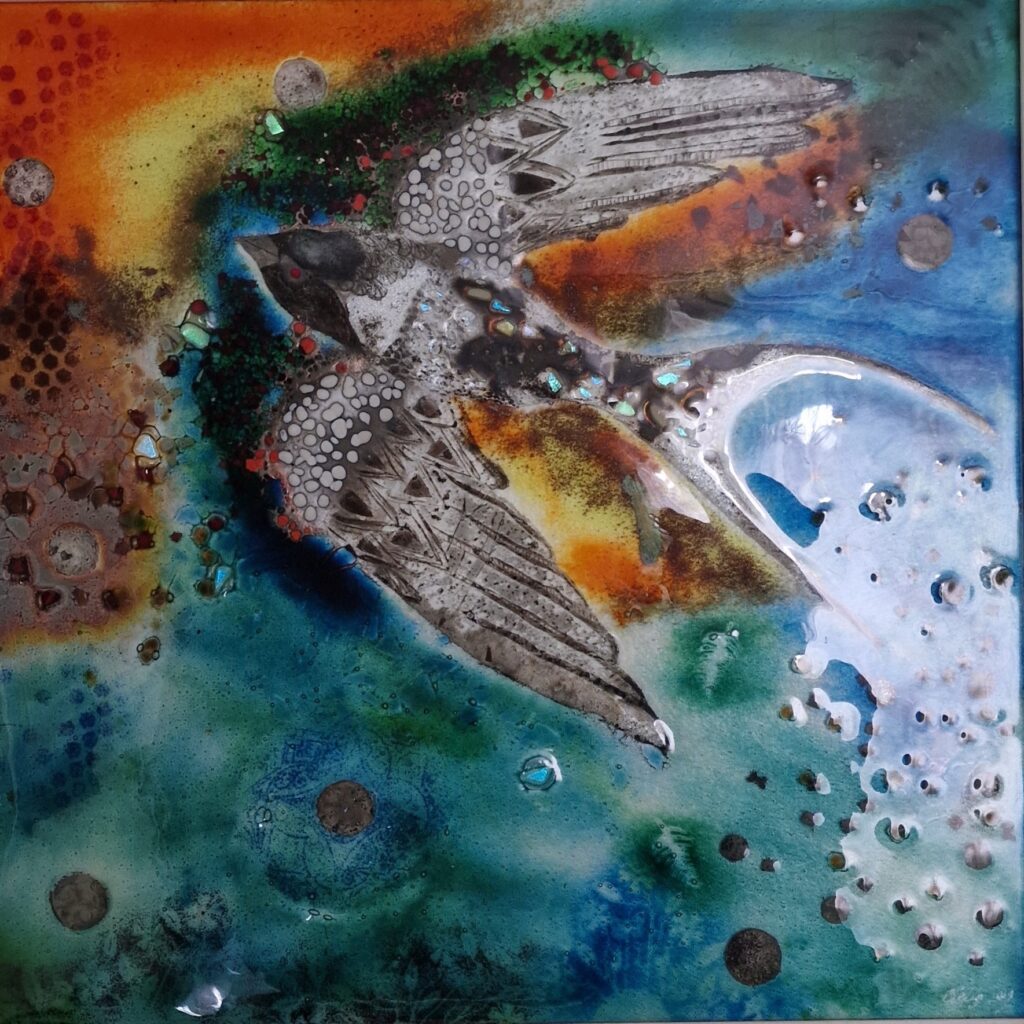 Fused glass bird