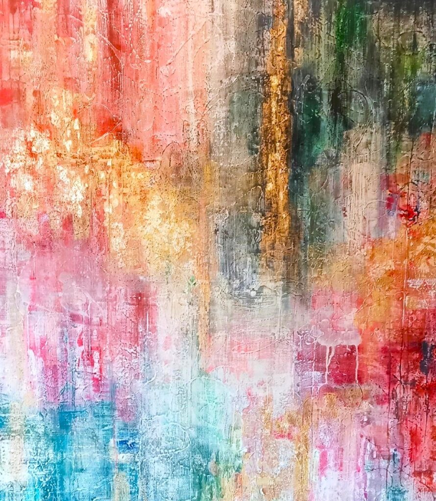 Textured abstract contemporary artwork sun muted colours