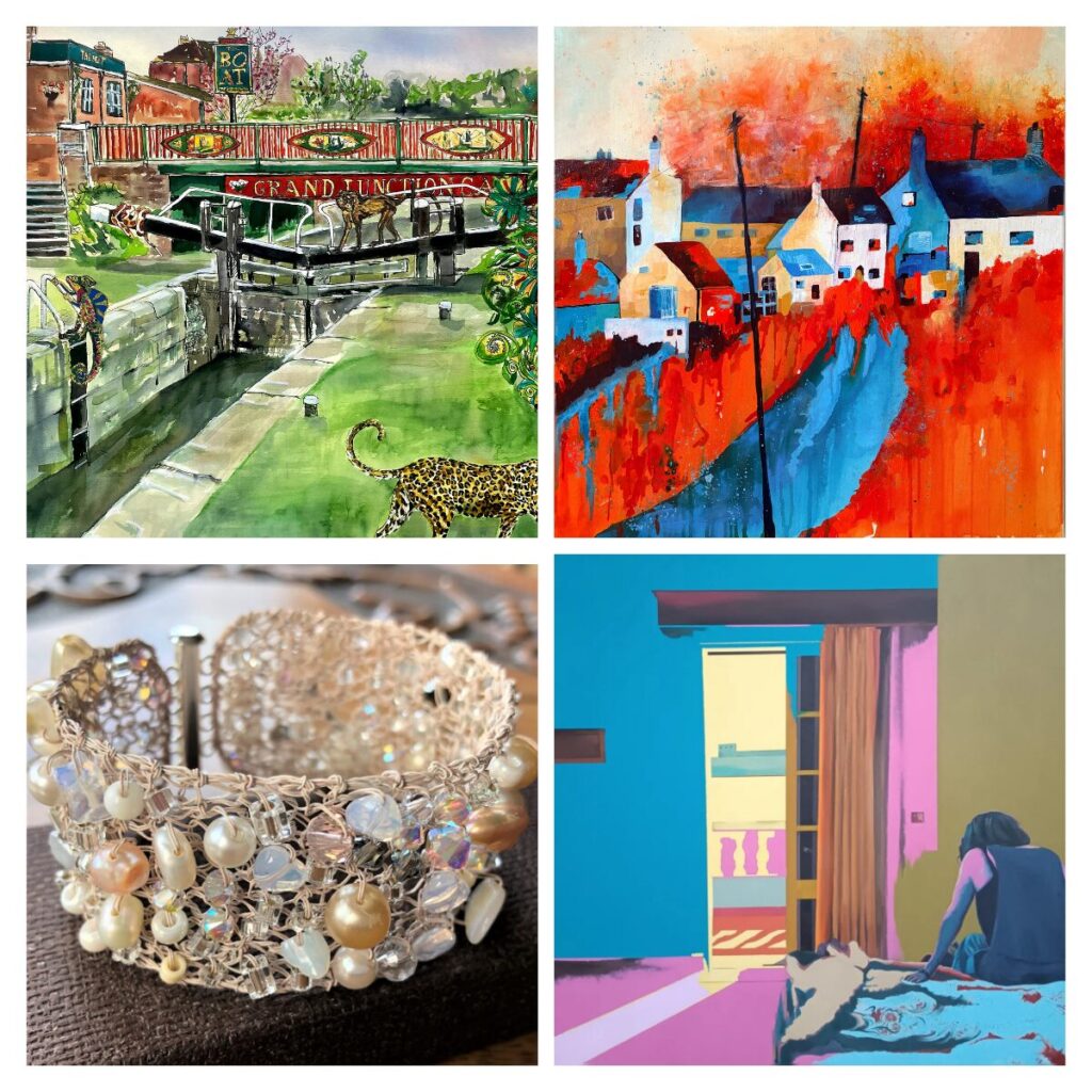 Collage of work by some of the exhibiting artists and makers