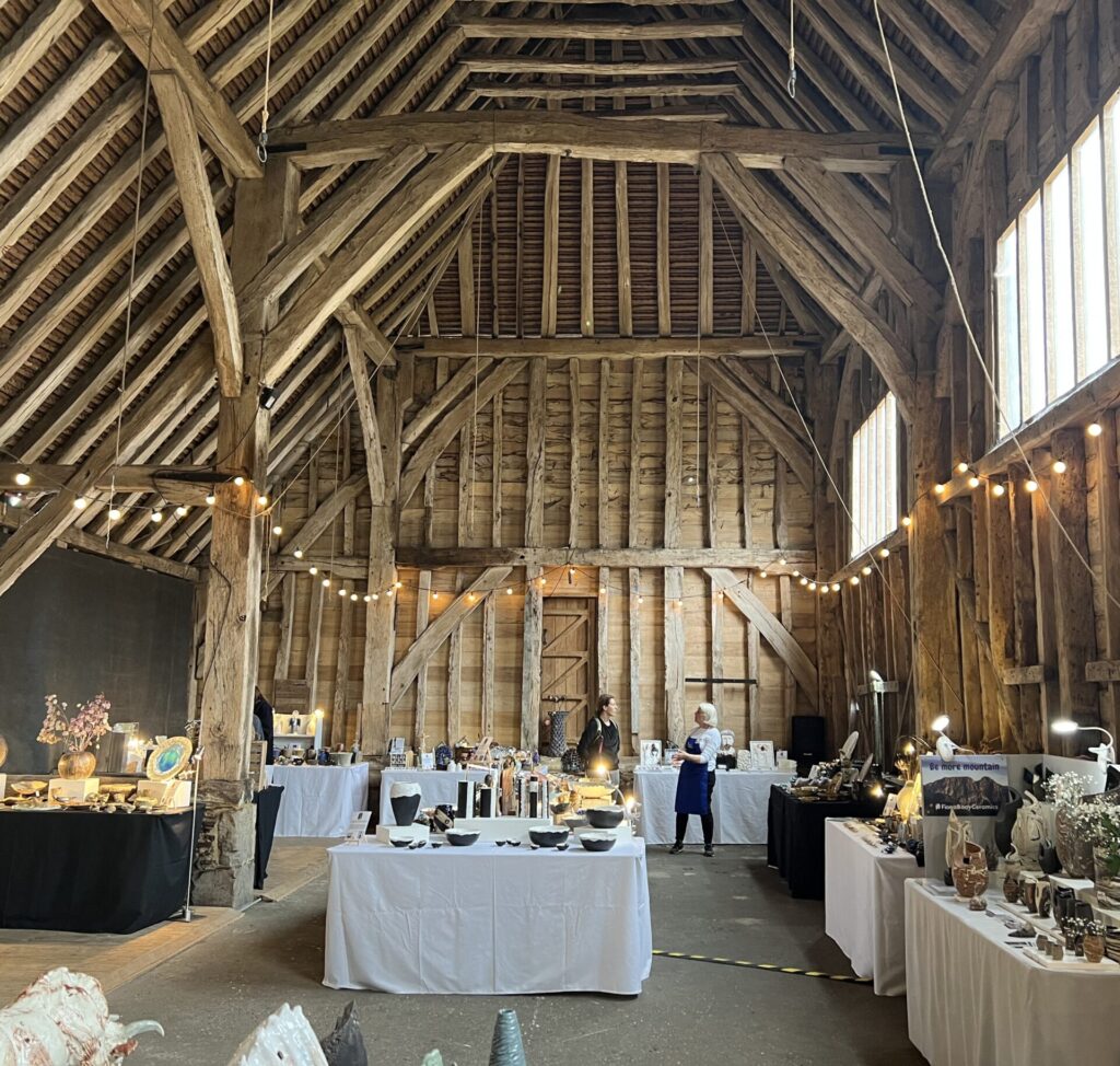 pottery exhibition in medieval barn